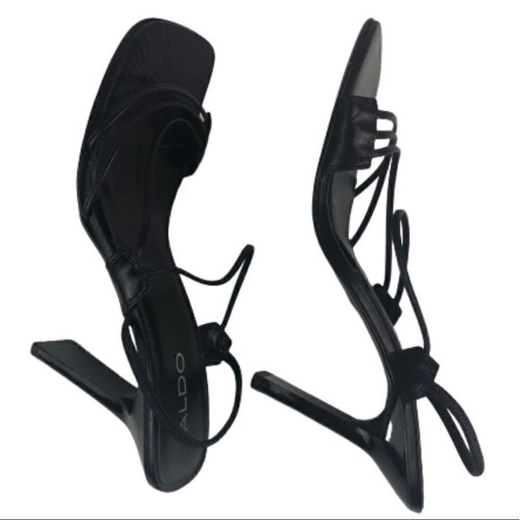 ALDO Shoes Black Strappy Slip on Heeled Sandals 39 - Picture 4 of 7